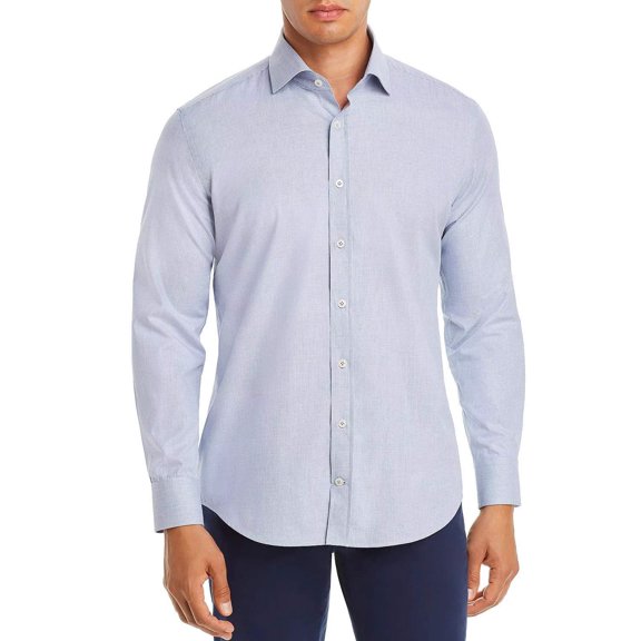 Dylan Gray Houndstooth-Pattern Blue Classic Fit Flannel Shirt Size Large