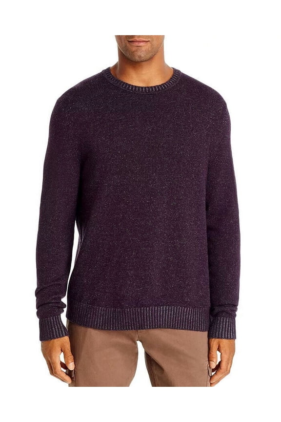 Men Sweater Plaited Crewneck Waffle-Tight Knit Purple Size S $198
