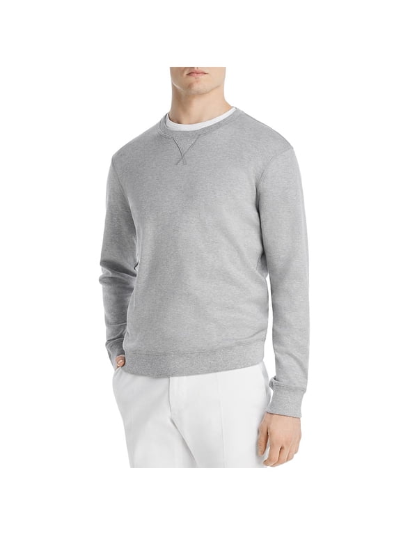 Mens Cotton Heathered Crewneck Sweater Gray XL