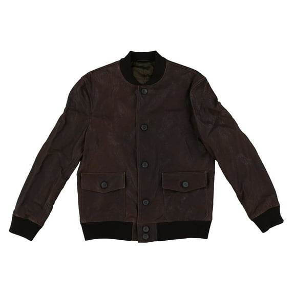 Dylan Gray Mens Leather Jacket Coat Button Down Outerwear Pockets Brown New Nwt