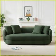 Dylan Modern French Boucle Sofa - 85  Wide Brown/Dark Green Couch with Solid Wood Frame for Living Room Comfort