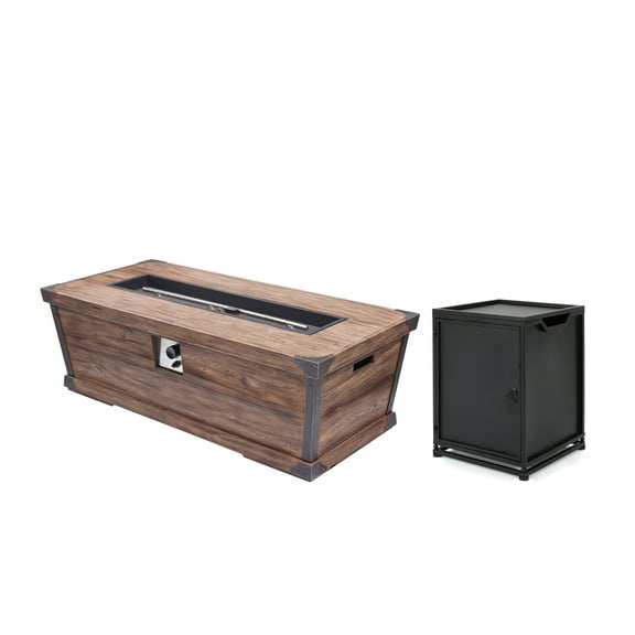 Dylan Outdoor 56" Rectangular Light Weight Concrete Fire Pit, Brown