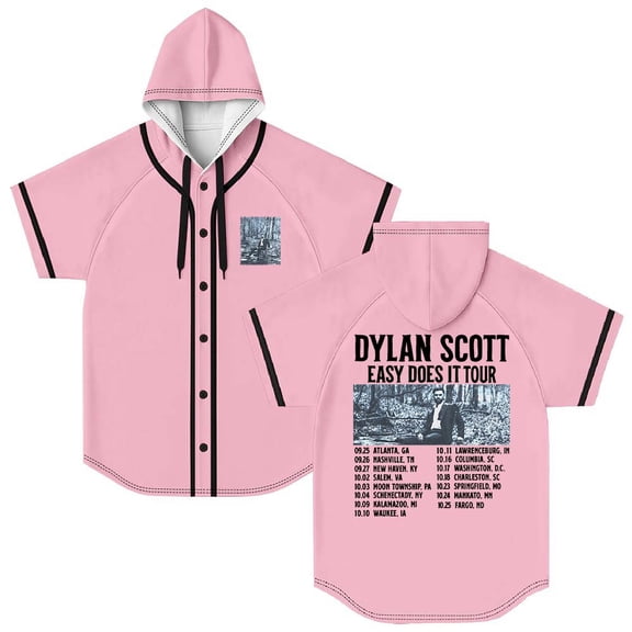 Dylan Scott Easy Does It Tour 2025 Hooded Baseball Jersey Short Sleeve Shirt Women Men Crewneck Casual Tee
