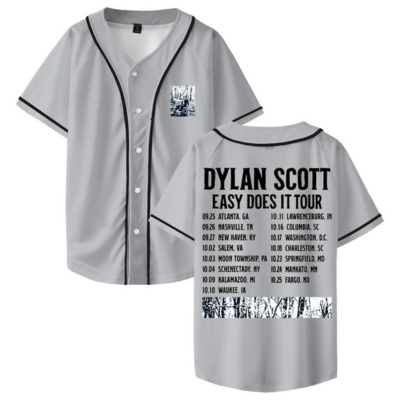 Dylan Scott Easy Does It Tour Baseball Jersey Short Sleeve Button-up Shirts Women Men Streetwear Tops