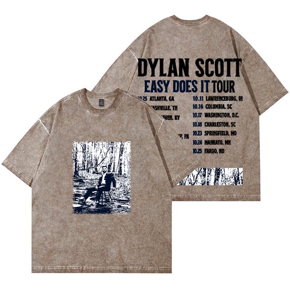 Dylan Scott Easy Does It Tour Merch Vintage Wash T-Shirts Women Men Cotton Short Sleeve Tee