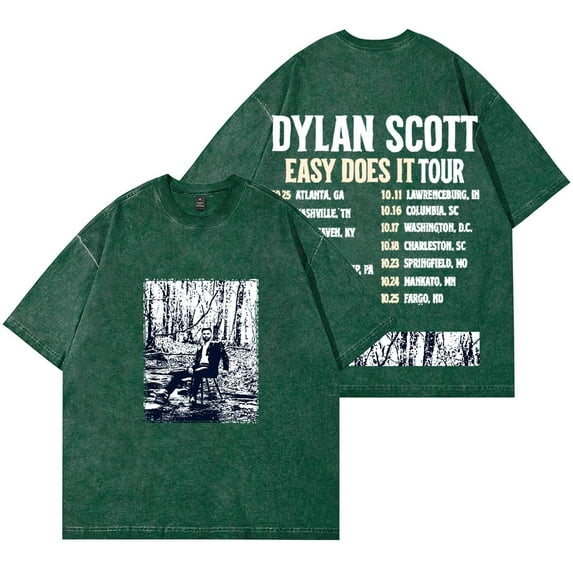 Dylan Scott Easy Does It Tour Merch Vintage Wash T-Shirts Women Men Cotton Short Sleeve Tee