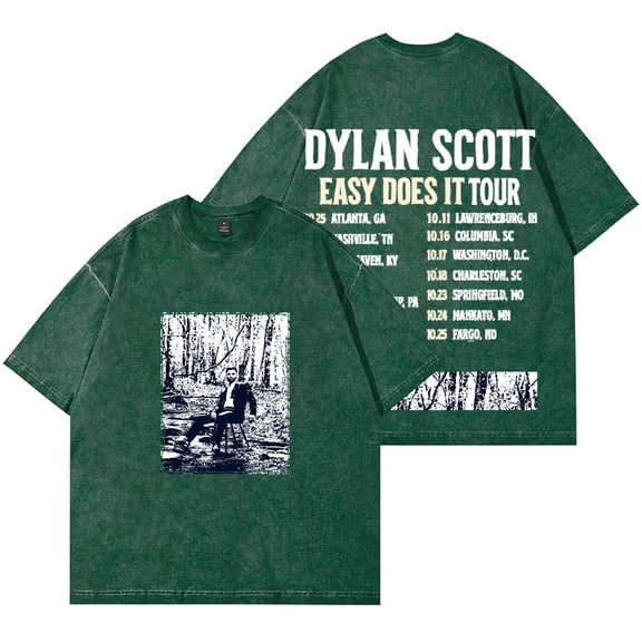Dylan Scott Easy Does It Tour Merch Vintage Wash T-Shirts Women Men Cotton Short Sleeve Tee
