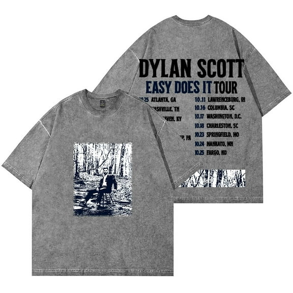 Dylan Scott Easy Does It Tour Merch Vintage Wash T-Shirts Women Men Cotton Short Sleeve Tee