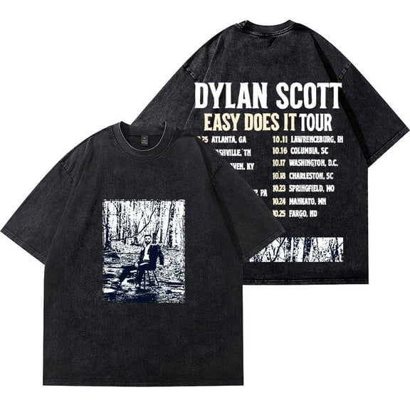 Dylan Scott Easy Does It Tour Merch Vintage Wash T-Shirts Women Men Cotton Short Sleeve Tee