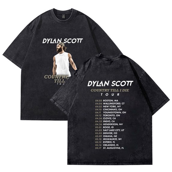 Dylan Scott Merch T-shirt Vintage Design Printed Round Neck Short Sleeve Top