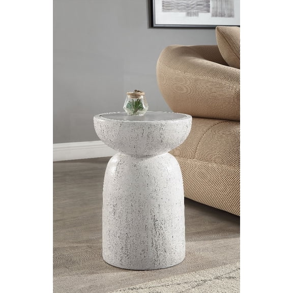 Dylana's Round Natural Gray Fiber Concrete Accent Table