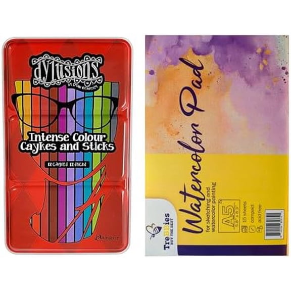 Dylusions Intense Colour Caykes Bundle - Ranger Dylusions Intense Colour Caykes and Sticks Set #1 Watercolor Pad$$Art & Craft