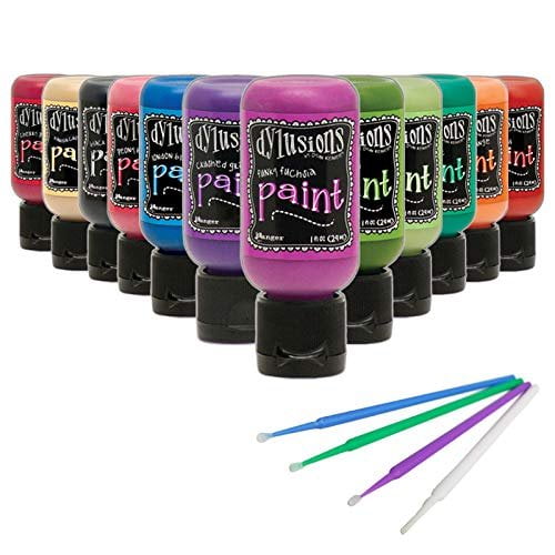 Dylusions Paints Bold Collection Bundle – 1 Oz Flip Cap Bottles, Waterproof, Blendable, Matte Finish For Art Journaling