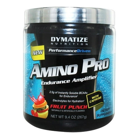 Dymatize Amino Pro, BCAAs and Electrolytes With Energy, Fruit Punch w/Caffeine, 9.5 Oz