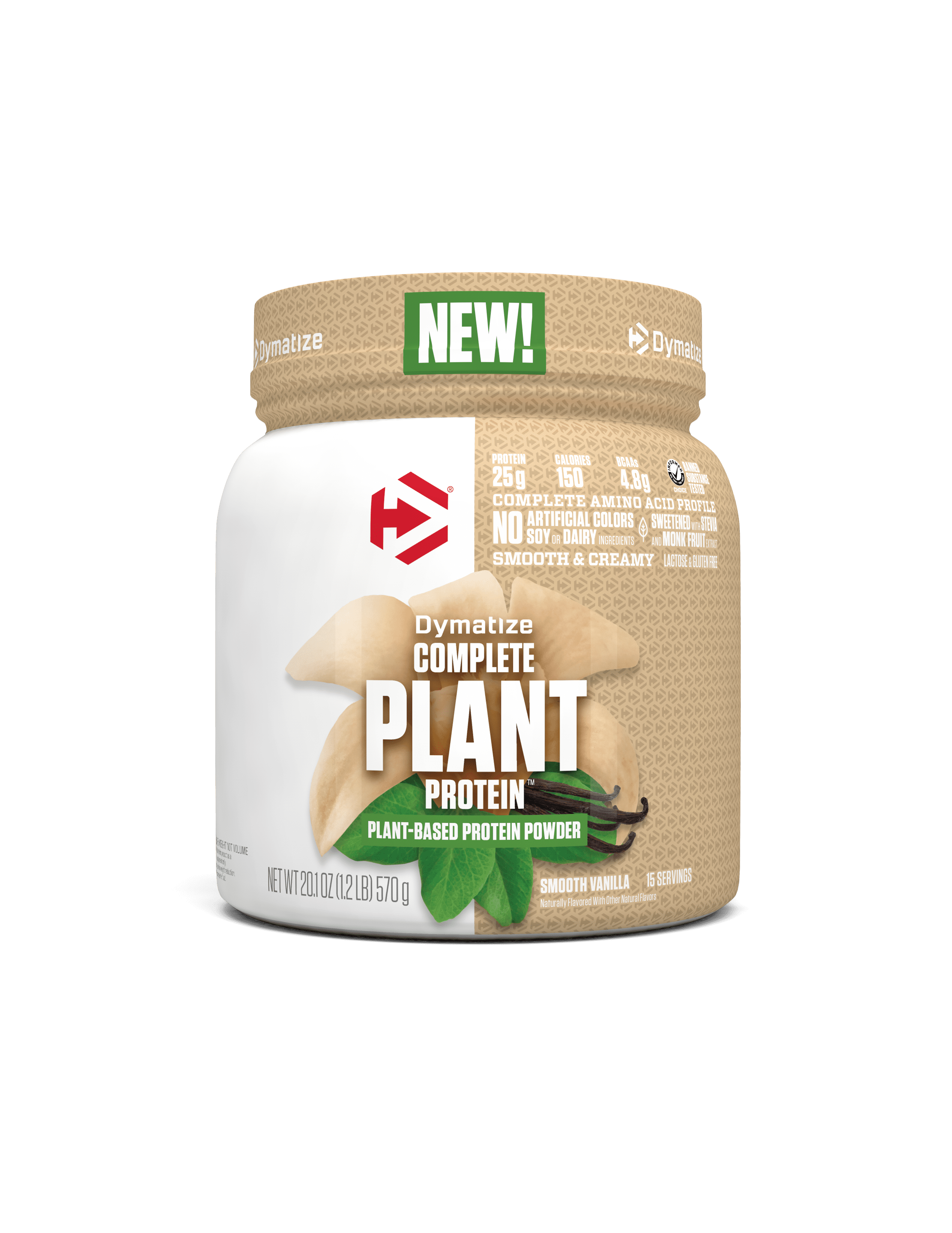 Dymatize Complete Plant Protein Powder, Smooth Vanilla, 25g protein, 15 Servings