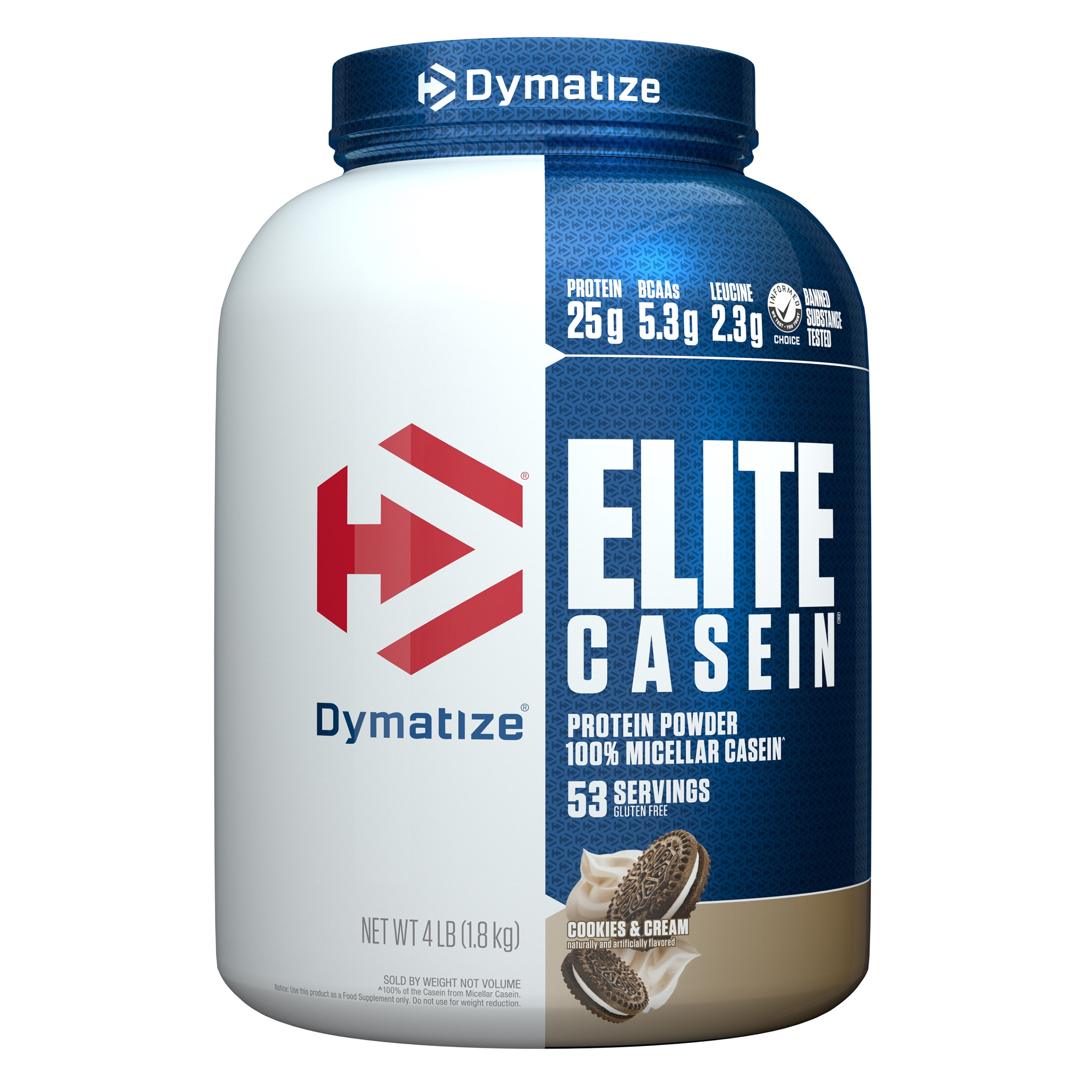 Dymatize Elite 100% Micellar Casein Powder, Cookies & Cream, 25g Protein, 4 Lb