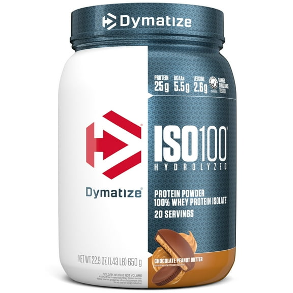 Dymatize ISO100 Hydrolyzed Whey Isolate Protein Powder, 25g Protein, Chocolate Peanut Butter, 20 Servings