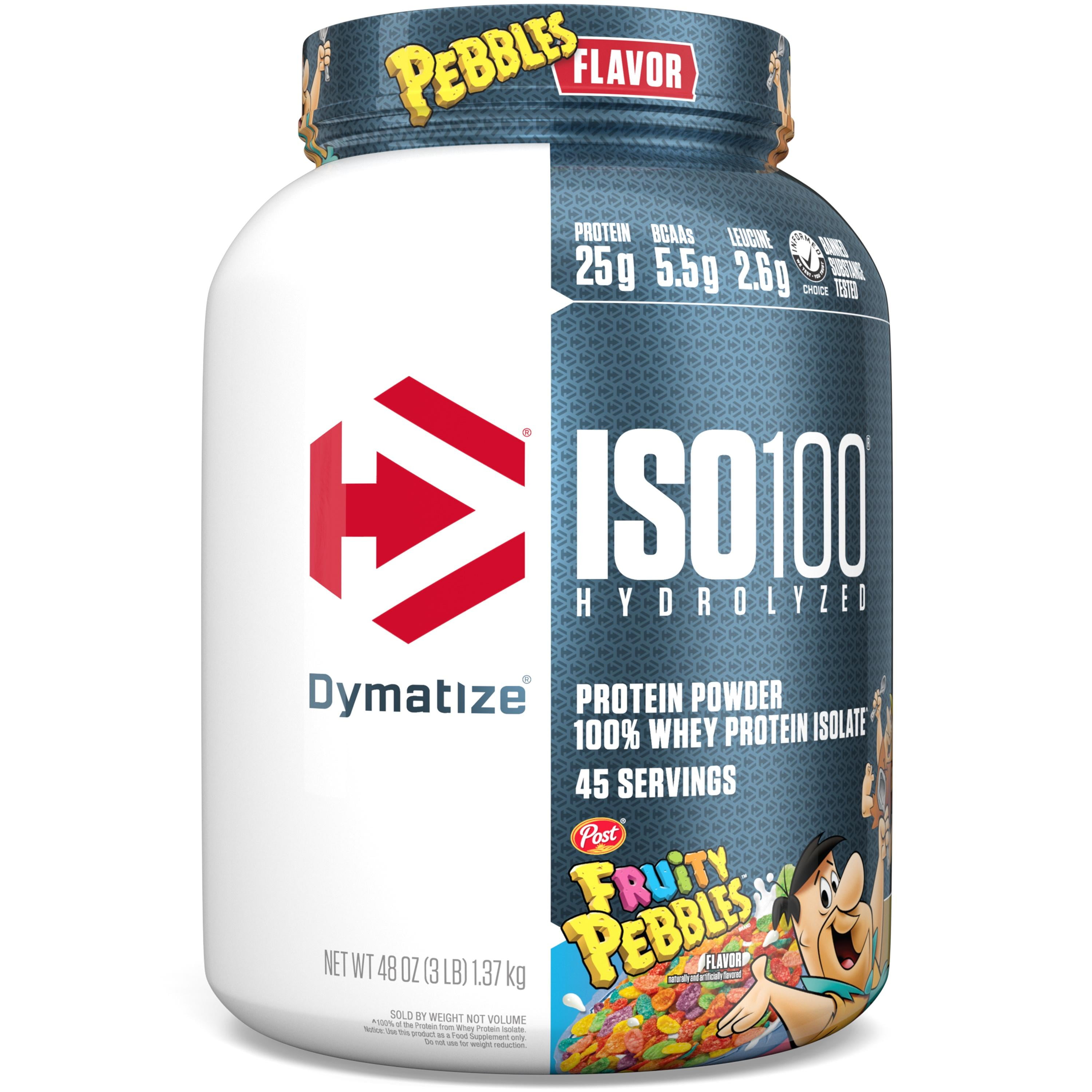 Dymatize ISO100 Hydrolyzed Whey Isolate Protein Powder, 25g Protein, Fruity Pebbles, 3 Lbs