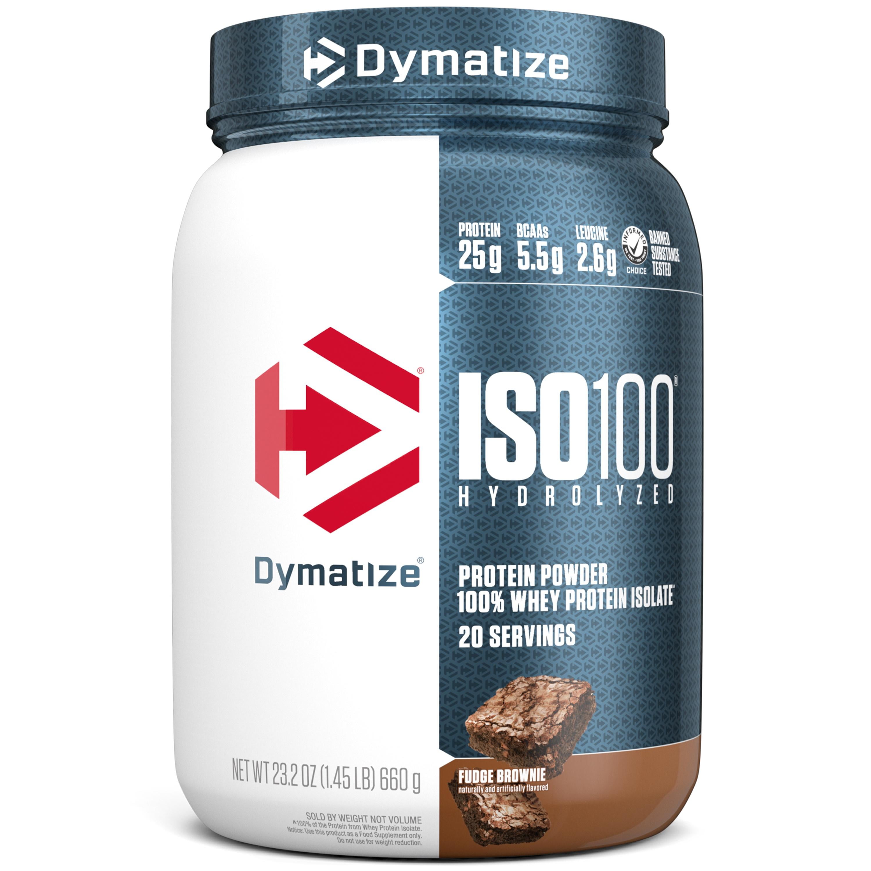Dymatize ISO100 Hydrolyzed Whey Isolate Protein Powder, 25g Protein, Fudge Brownie, 20 Servings