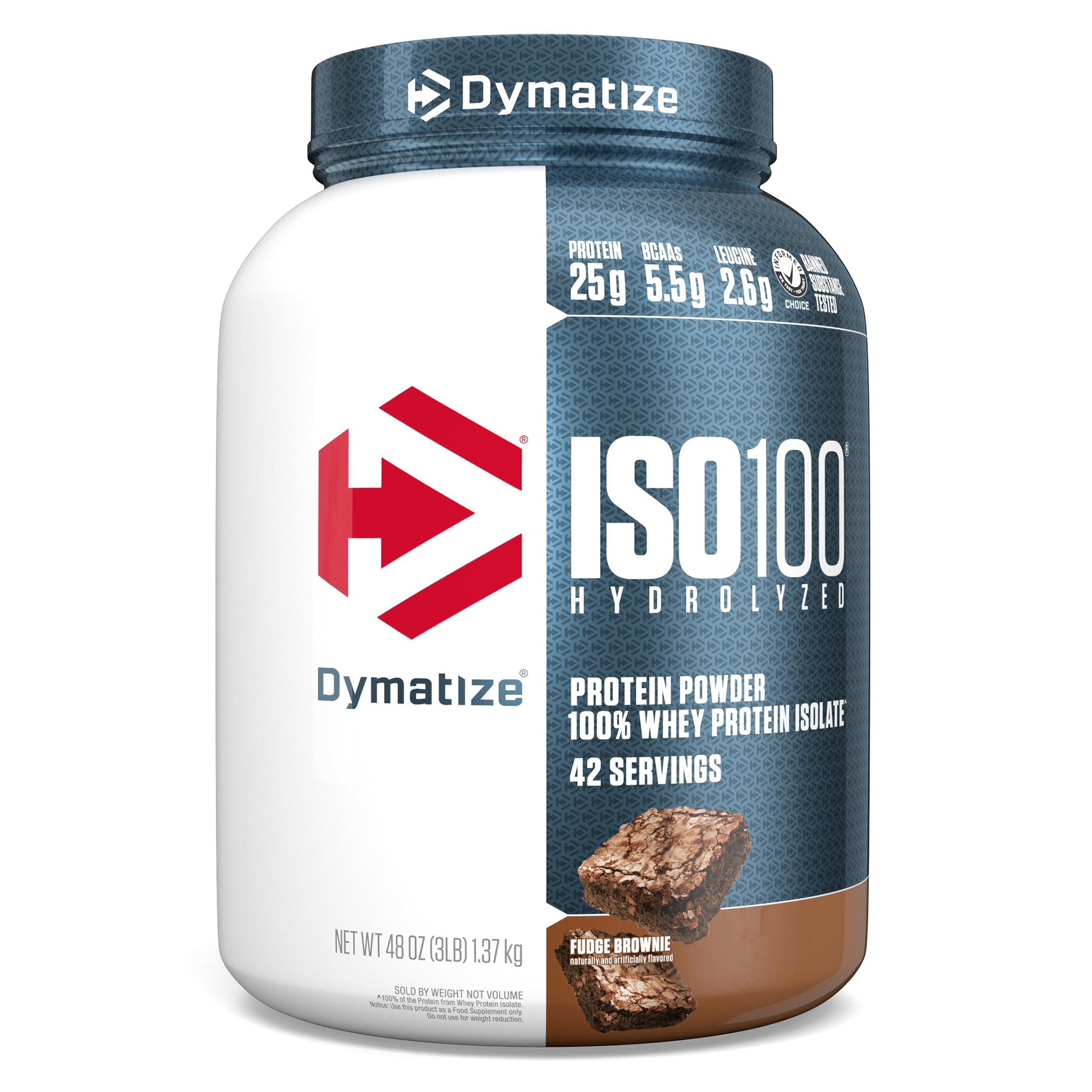 Dymatize ISO100 Hydrolyzed Whey Isolate Protein Powder, 25g Protein, Fudge Brownie, 3 Lbs