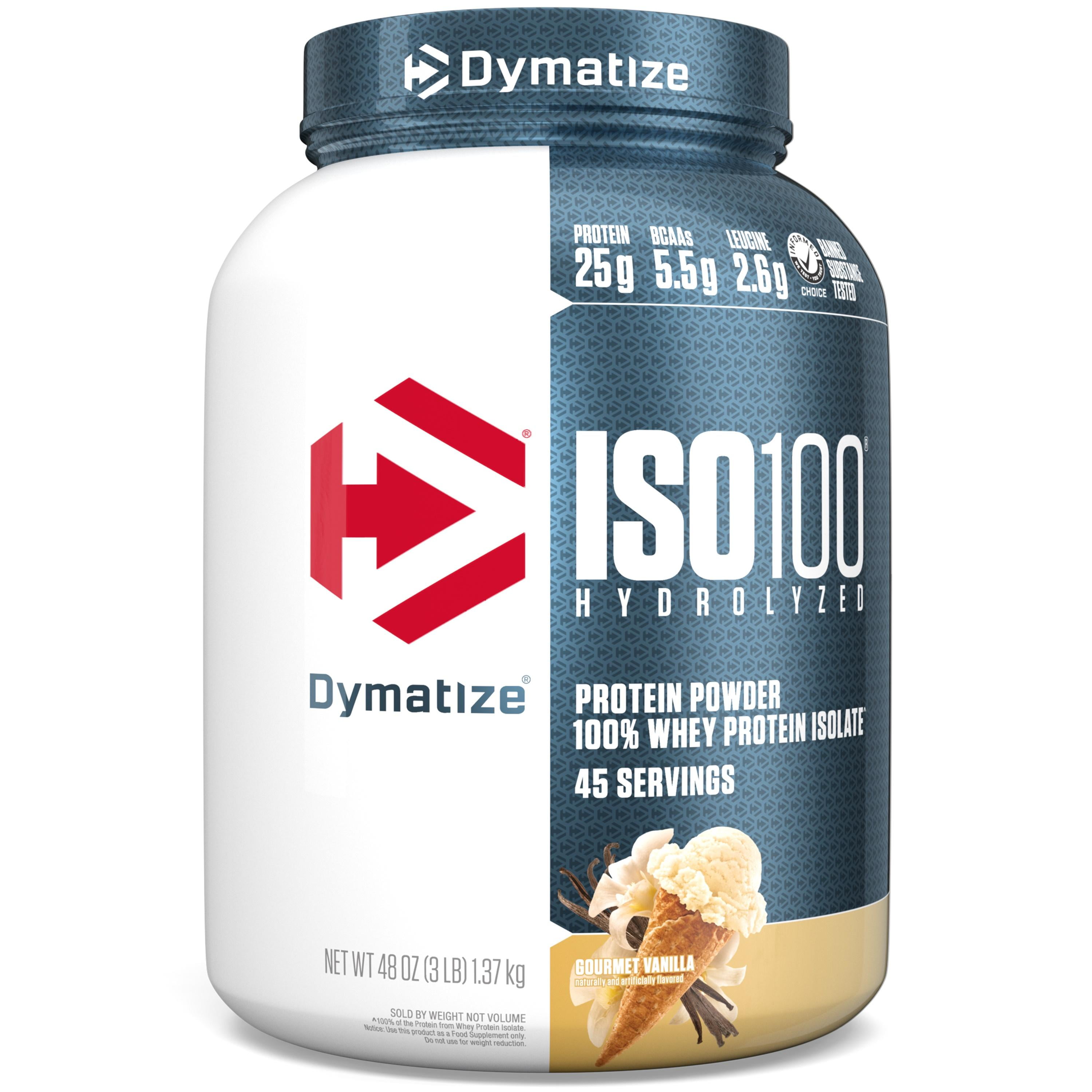 Dymatize ISO100 Hydrolyzed Whey Isolate Protein Powder, 25g Protein, Gourmet Vanilla, 3 Lbs