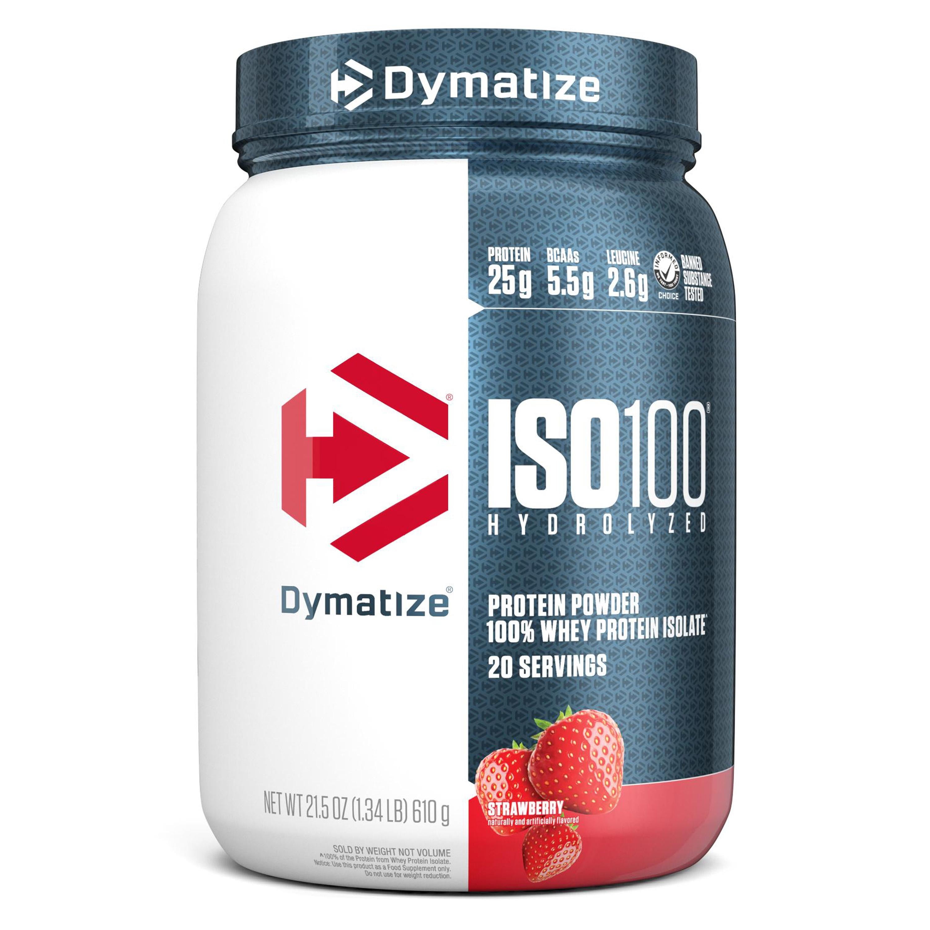 Dymatize ISO100 Hydrolyzed Whey Isolate Protein Powder, 25g Protein, Strawberry, 20 Servings