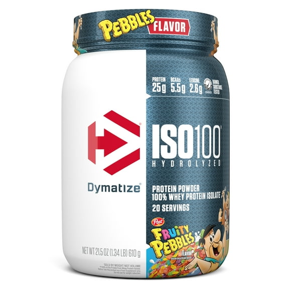 Dymatize ISO100 Hydrolyzed Whey Isolate Protein Powder, Fruity Pebbles, 20 servings