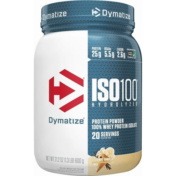 Dymatize ISO100 Hydrolyzed Whey Isolate Protein Powder, Gourmet Vanilla, 20 Servings