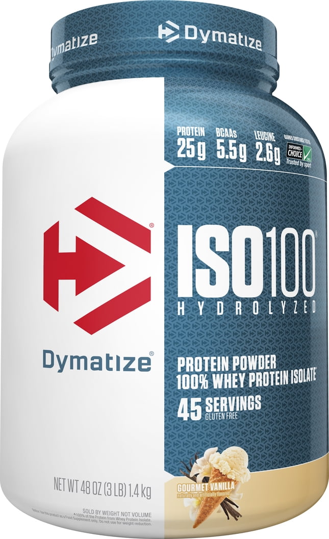 Dymatize ISO100 Hydrolyzed Whey Isolate Protein Powder Gourmet Vanilla 3 lb