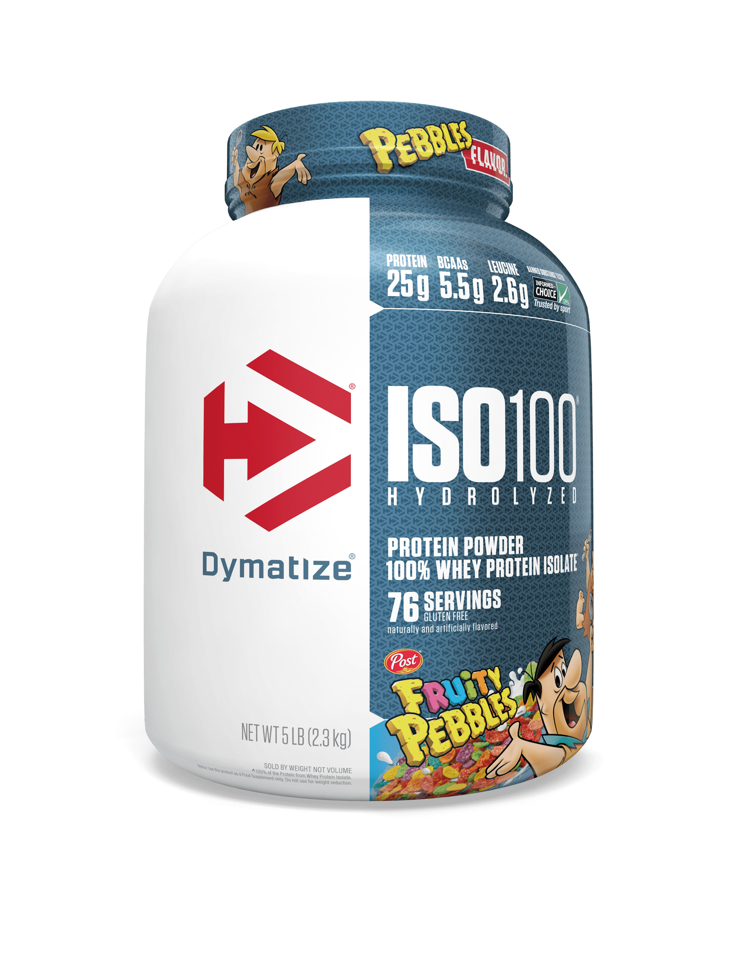 Dymatize ISO100 Whey Protein Powder Isolate, Fruity Pebbles, 25g Protein, 5 lb, 80 oz