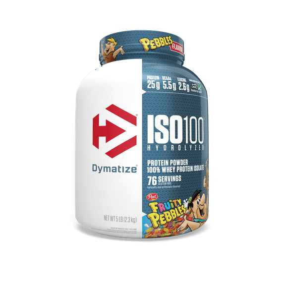 Dymatize ISO100 Whey Protein Powder Isolate, Fruity Pebbles, 25g Protein, 5 lb, 80 oz