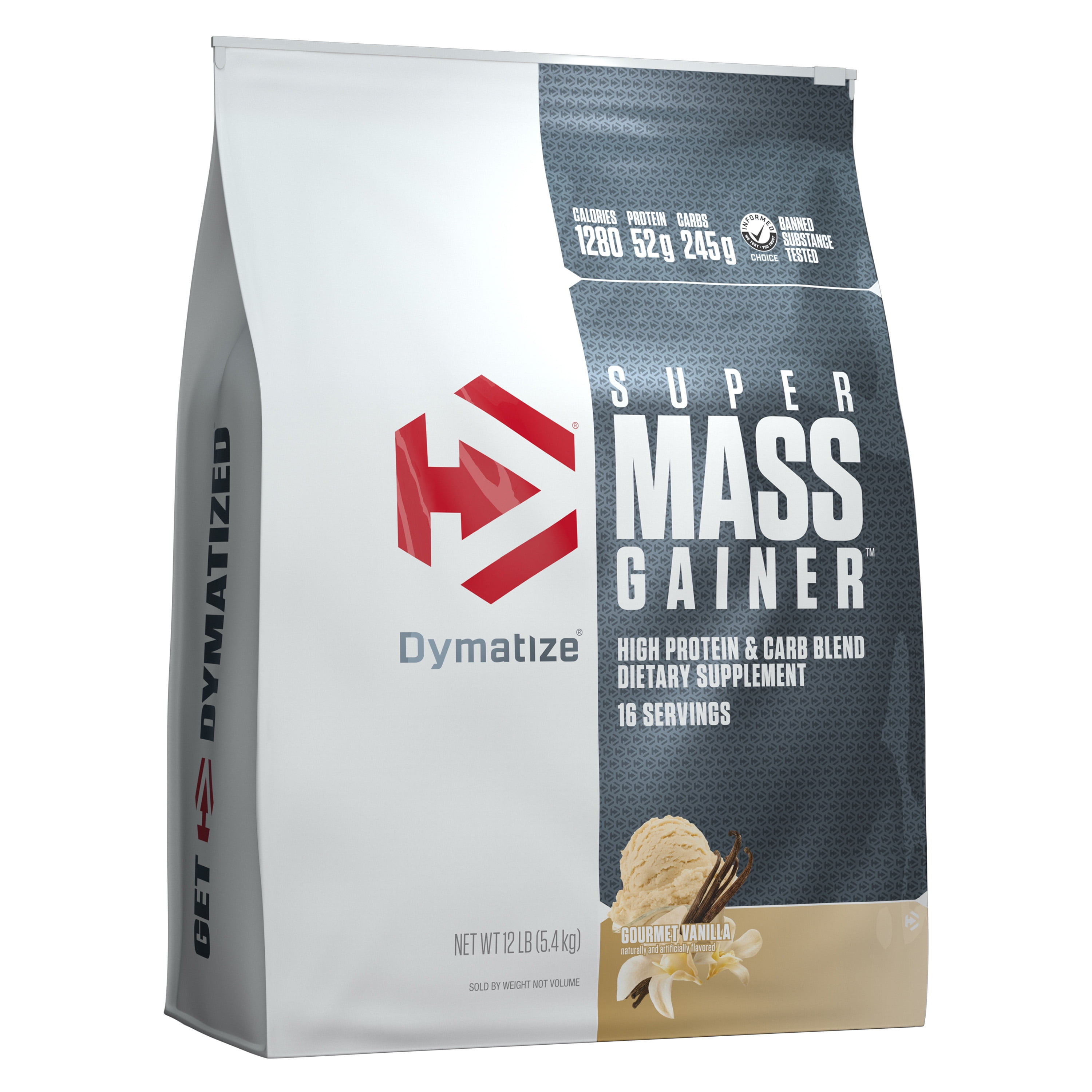 Dymatize Super Mass Gainer, High Protein & Carb Blend, Gourmet Vanilla, 52g Protein/Serving, 12 Lb
