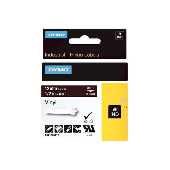 Vinyl Color Types DYMO 1805412 RHINO 1/2IN BROWN VINYL-12MM - Walmart.com