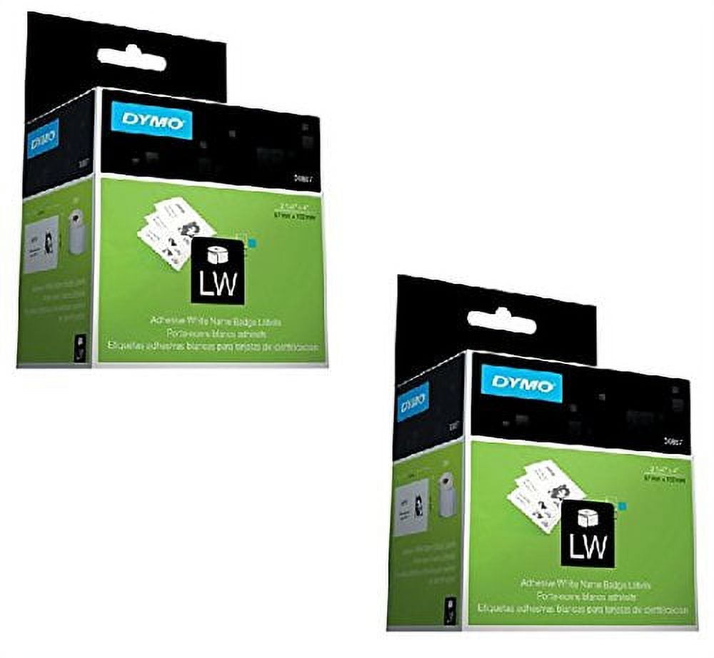 Dymo 30857 Adhesive Black on White Printable Name Badge Labels, 2 1/4 ...