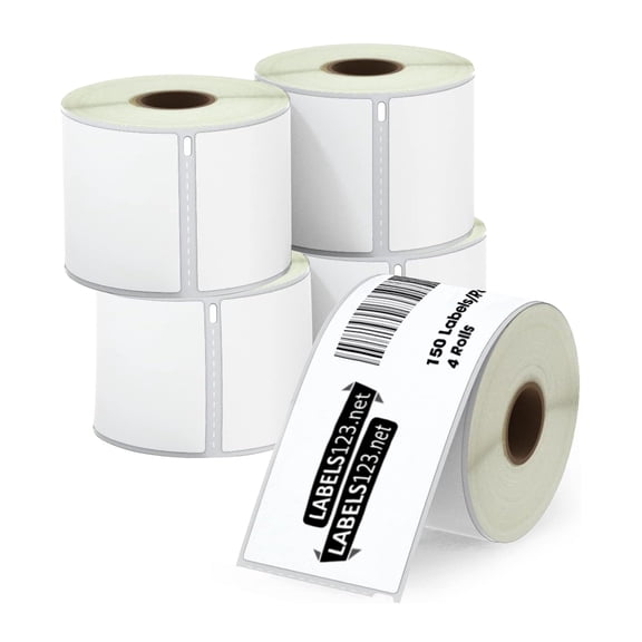 Dymo 99019 Compatible Resistant Labels: Pack of 4 | 8" Width, 4" Height | 150 Labels/Roll