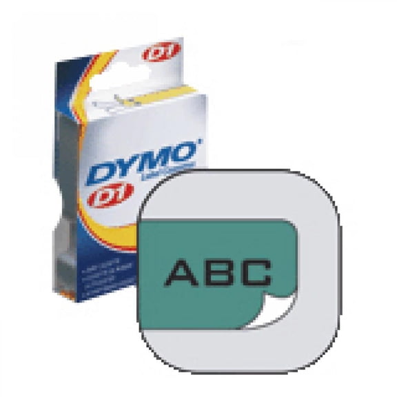 Dymo D1 Gloss Tape Cassette - 15/32" Width - Rectangle - Thermal Transfer - Glossy - Green, Black