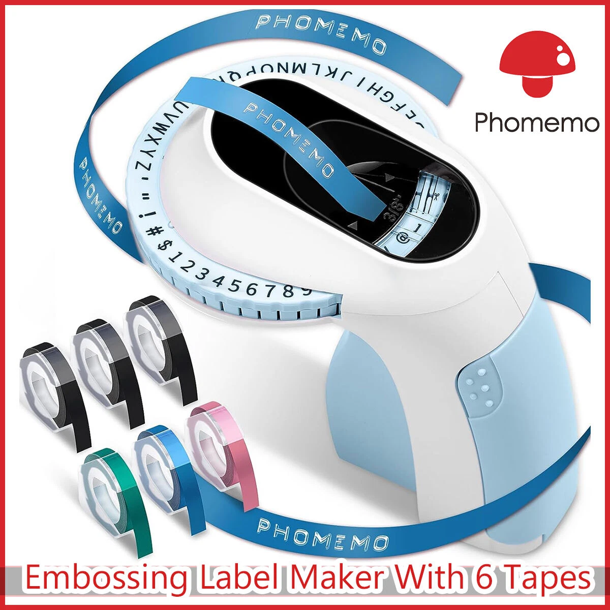 Dymo Embossing Label Maker With 6 Color Label Tapes 3/8" Dymo Omega Xpress Maker