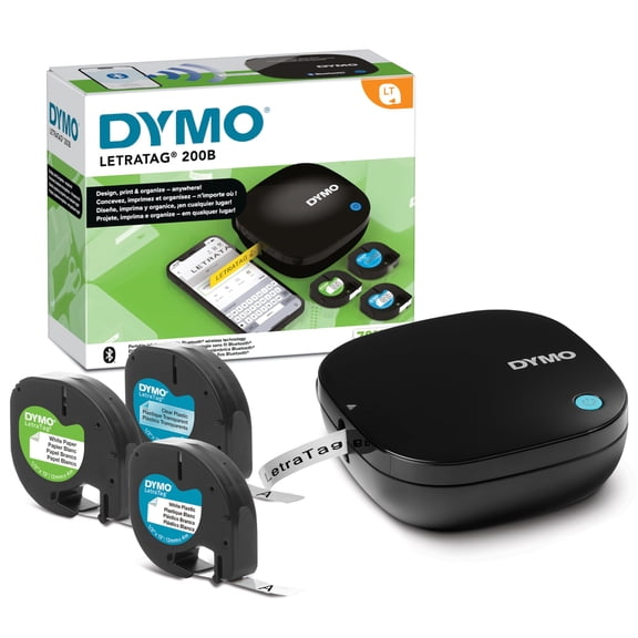 Dymo Letratag 200b Compact Label Maker  Value Pack Wireless Connection To Ios And Android Includes 3 Assorted Tapes