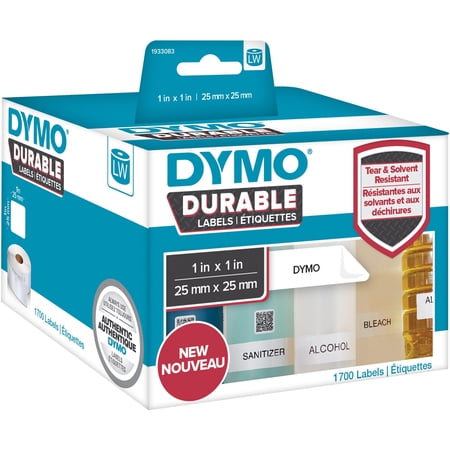 Dymo Multipurpose Label - 63/64" X 63/64" Length - Square - Direct Thermal - White - Polypropylene - 1700 / Roll - 1 Each