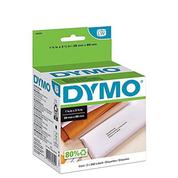 Dymo-costar 30320 Lw Mailing Address Labels For Label Writer & Label Printers, White - 2 - 0.125 x 3 - 0.5 in. 1 roll of 260