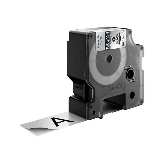 Dymo ind permanent poly black/metallic 1" x 18'