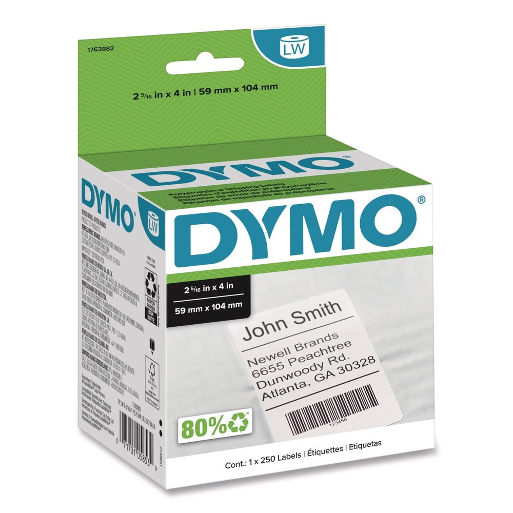 Dymo lw labels white 250 shipping 2.3" x 4"