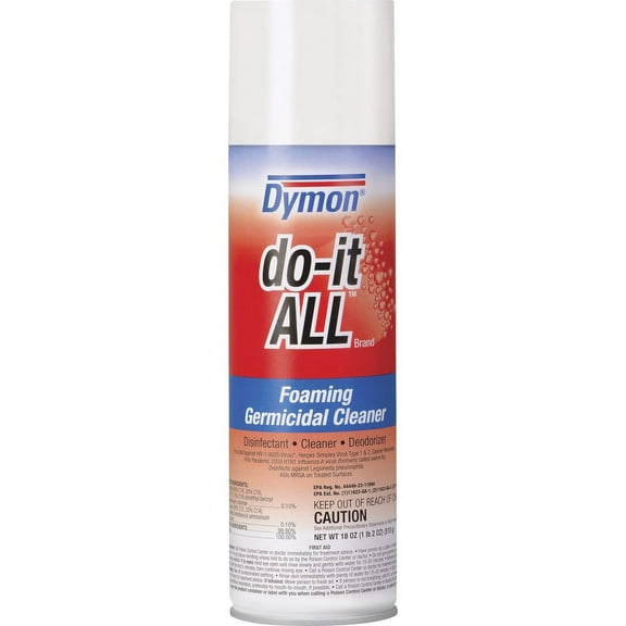 Dymon Do-It-All Foaming Germicidal Cleaner - Aerosol - 18 fl oz (0.6 quart) - 1 Each - White | Bundle of 5 Each