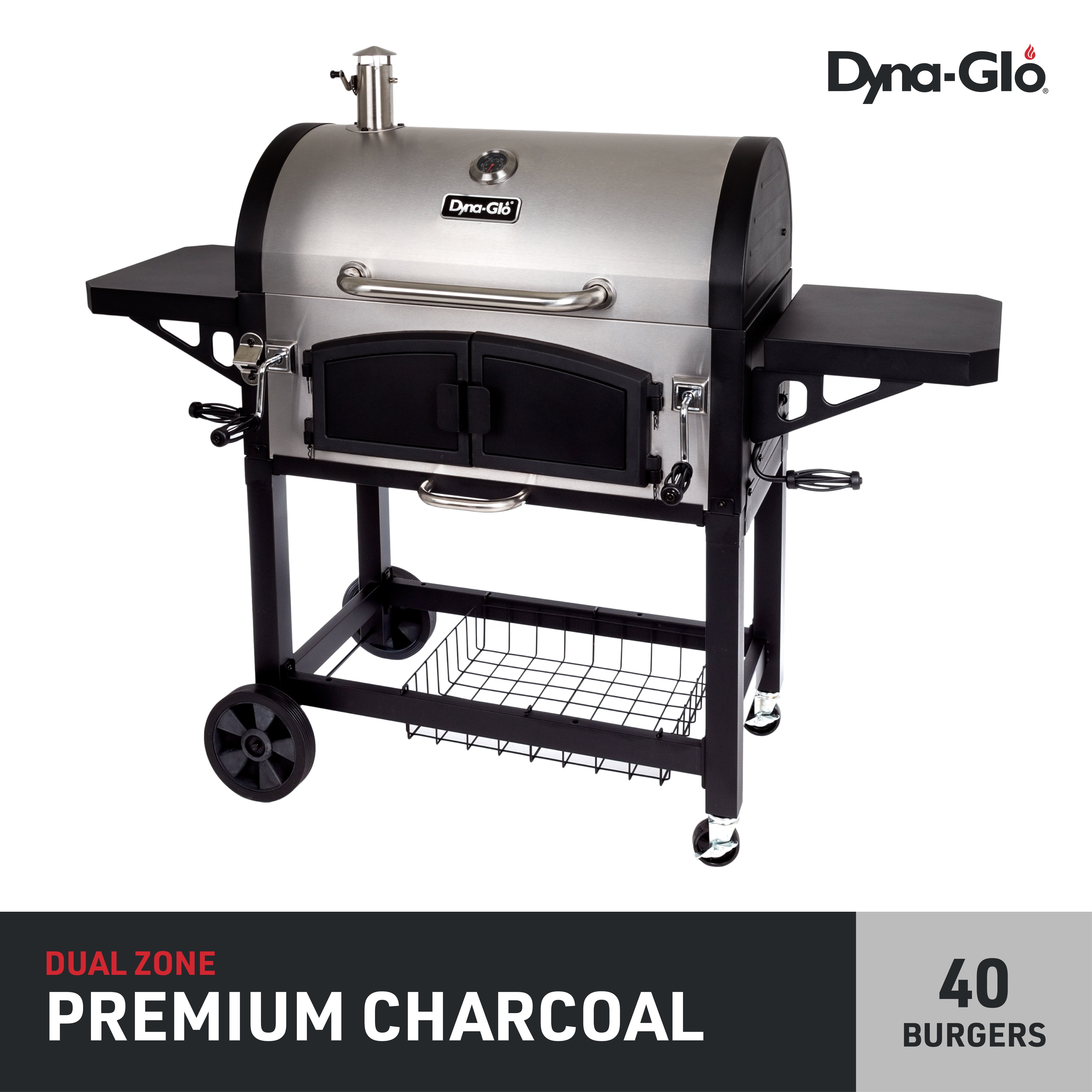 Dyna-Glo DGN576SNC-D Dual Chamber Charcoal BBQ Grill, Stainless