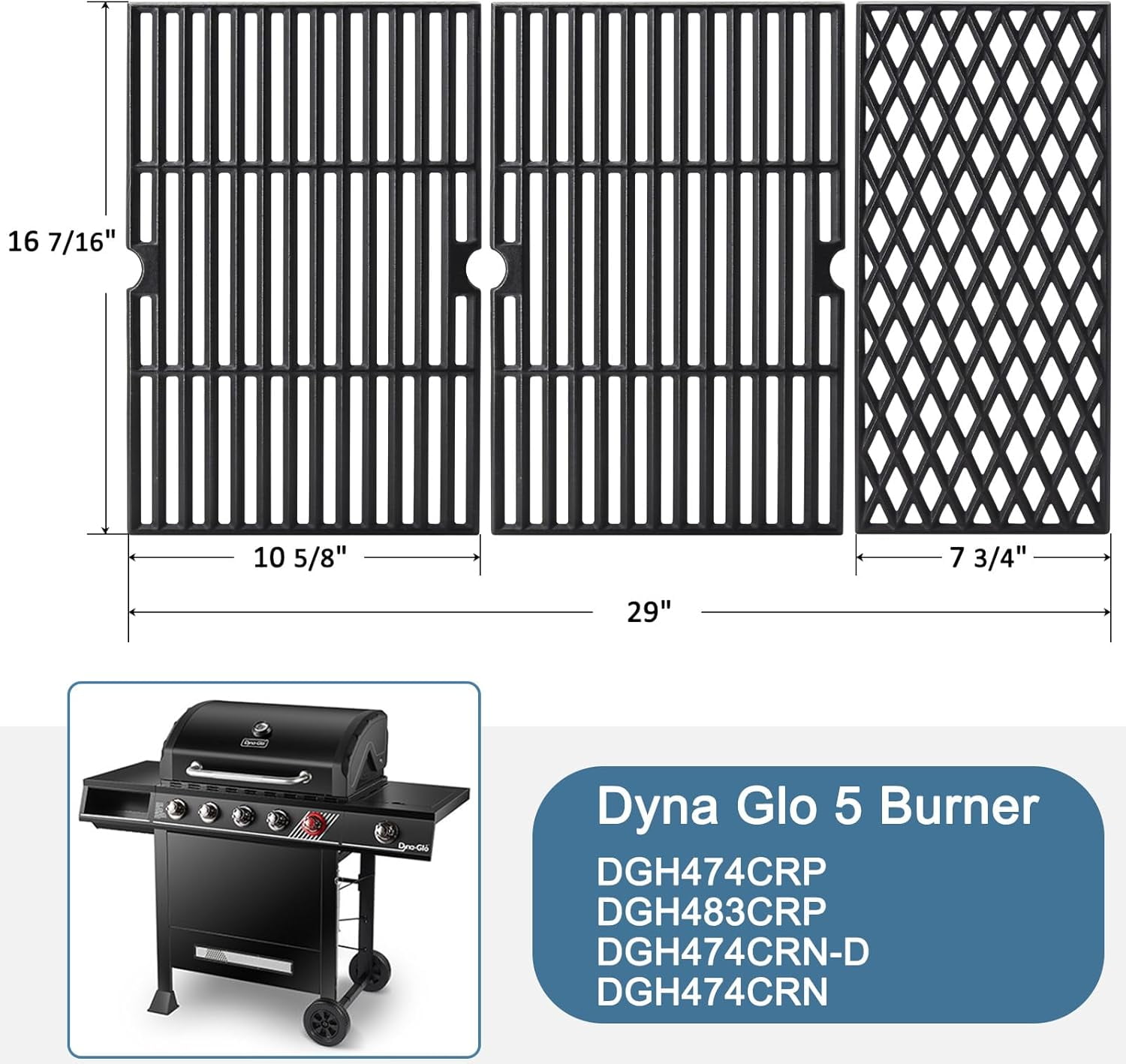 Dyna Glo Grill Parts Kit Cast Iron Grates, Heat Plates, Burners - Main Image