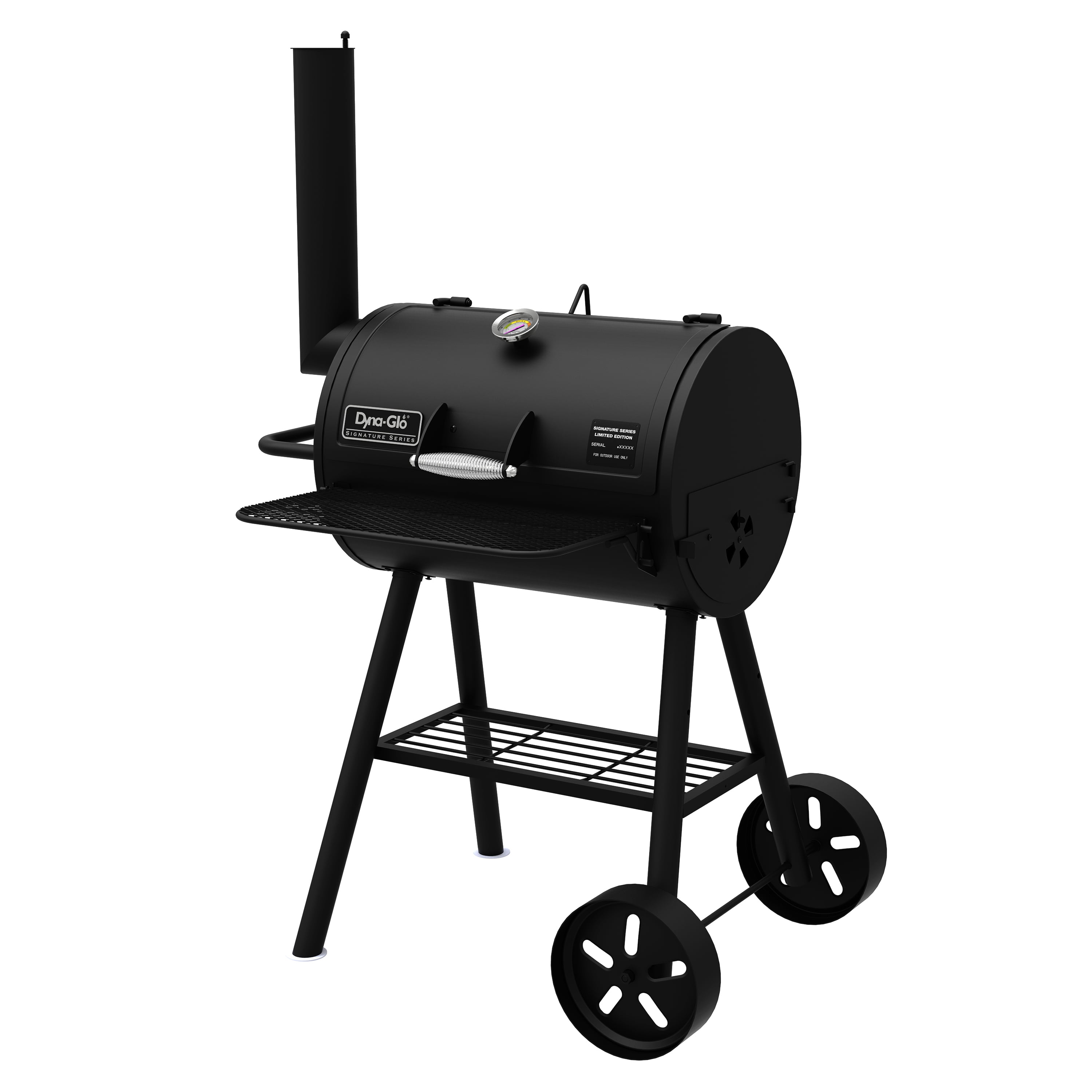 Dyna-Glo 37" Black Steel Barrel Charcoal Grill with Smoker