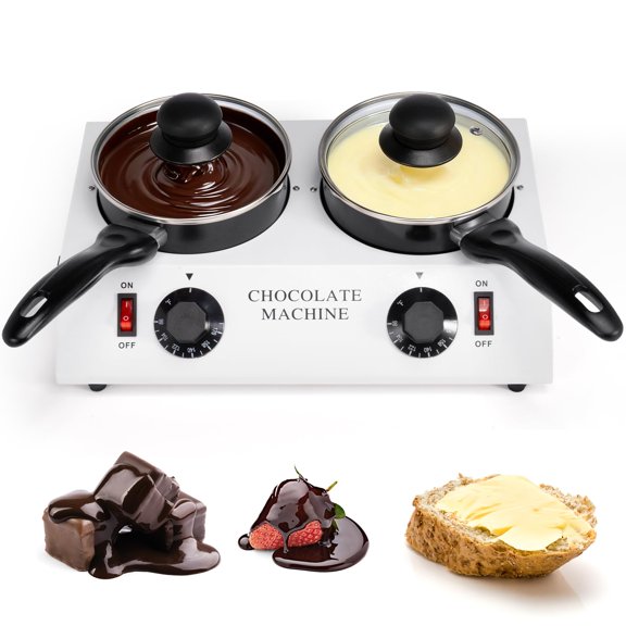 Dyna-Living Chocolate Melting Pot Dual Chocolate Tempering Machine Melting Chocolate, 80W Chocolate Melting Machine Electric Chocolate Melter Pot Home, Chocolate Fondue Pot Chocolate Melt Y101
