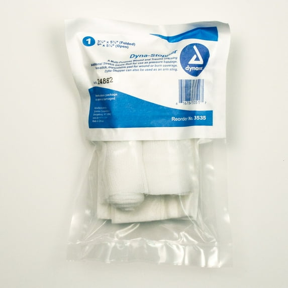 Dyna-Stopper Gauze Trauma Pressure Dressing White Sterile 5-1/2 X 9 Inch 60 Ct