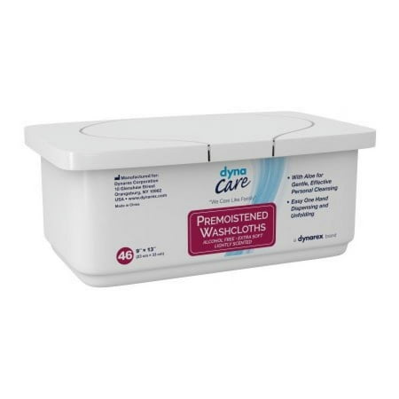 DynaCare Premoistened Washcloths, Spunlace, Aloe/Lanolin, Scented, Alcohol-free, 552 Count