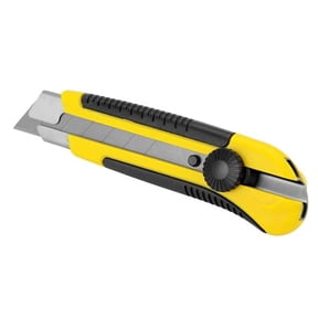 Stanley 10-425 DynaGrip Series Utility Knife, 1 in L Blade, Carbon Steel Blade, Ergonomic Handle, Black/Yellow Handle